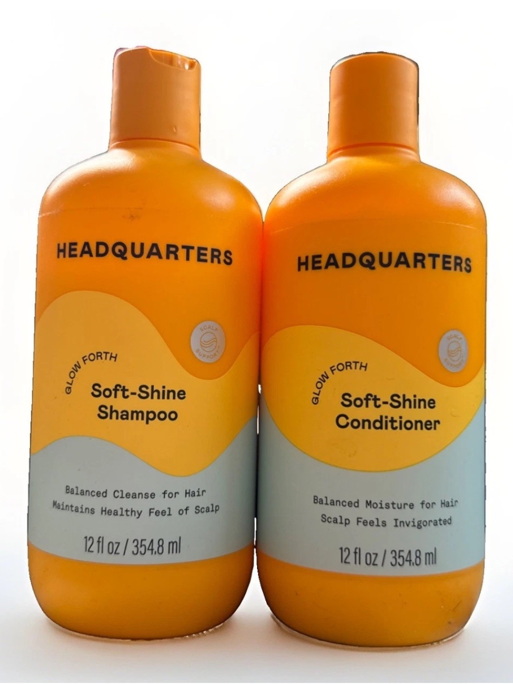 HEADQUARTERS SOFT-SHINE Shampoo & Conditioner Balanced Scalp & Hair 12oz NEW